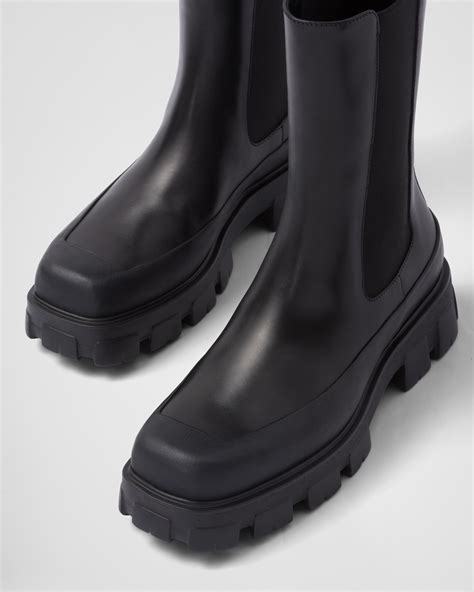 black leather prada|prada leather chelsea boots.